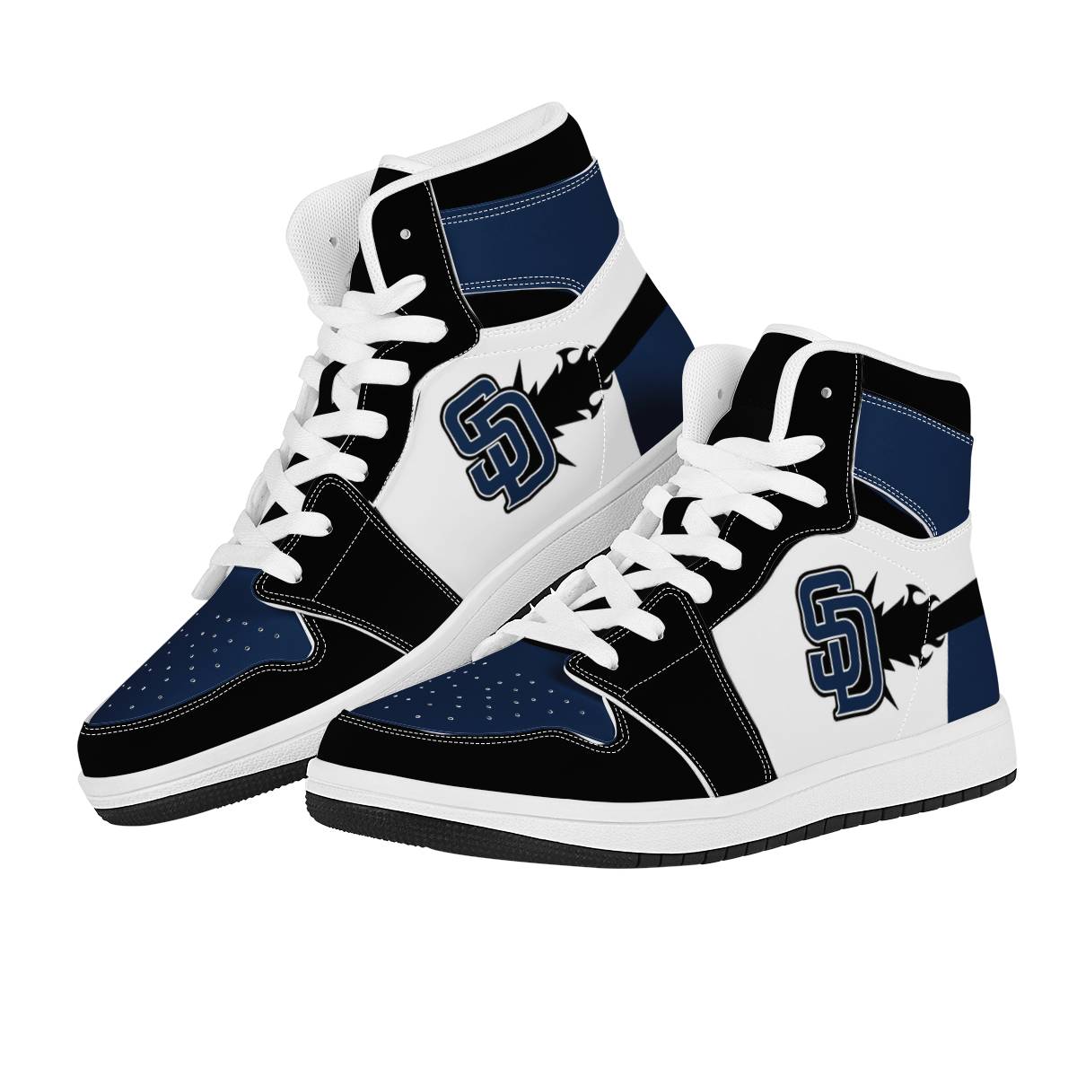 Women's San Diego Padres High Top Leather AJ1 Sneakers 001